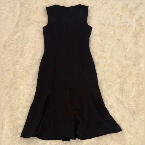NWOT Black Halo Kashton Black Sleeveless Flounce Midi Sheath Dress sz 2 - Picture 7 of 8